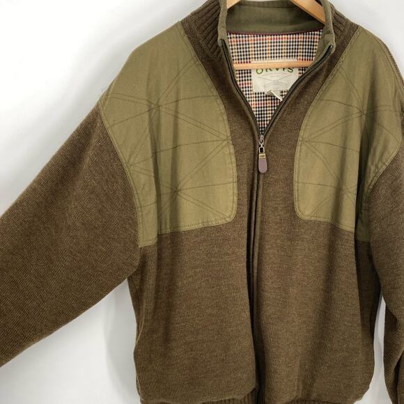 ORVIS Shooting Jacket Bomber Hunting Chore Mens 100% Wool Full Zip Green XL - Picture 4 of 10